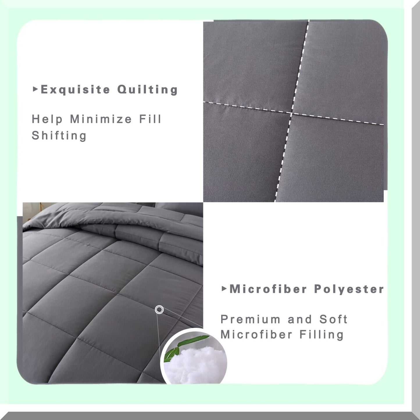 All Season Queen Comforter Set - Grey Down Alternative Bedding with 2 Pillow Cases - 3 Piece Queen Size Comforter Set - Soft & Cozy Bedding Sets