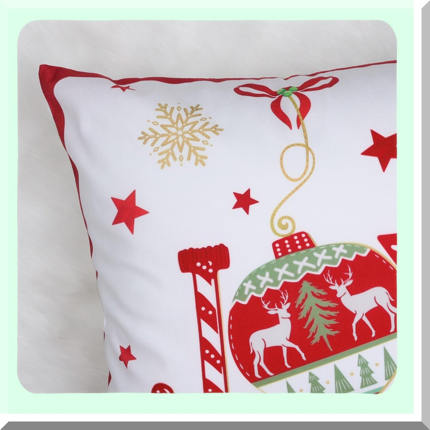 Holiday Hoho Joy Red Throw Pillow Covers - Set of 4, 18x18 Inch Decorative Pillows for Couch Sofa Bed Home Decor - Xmas Theme