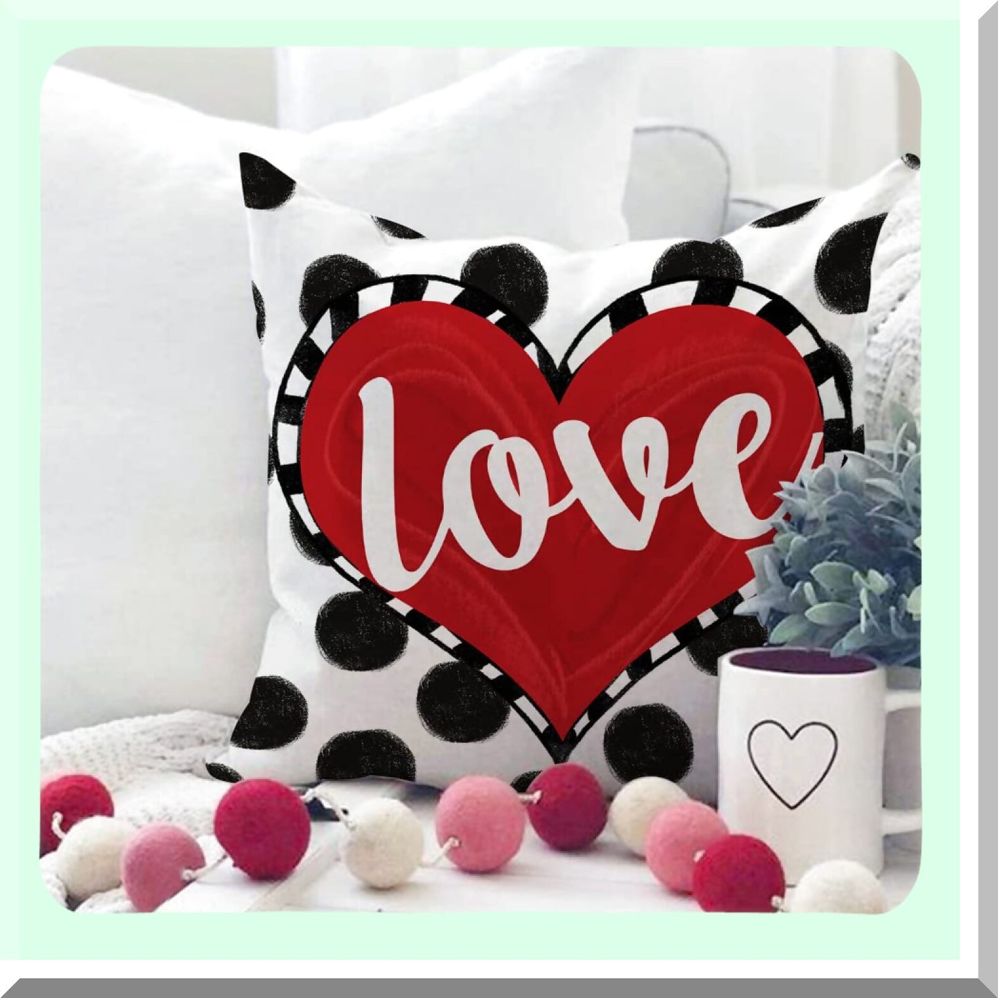 Valentine's Day Buffalo Plaid Pillow Set - Polka Dot Love Heart Truck Pillows - Decorative Throw Cushions for Home Decor - Stripes Valentine's Day Decorations - 18x18 Set of 4
