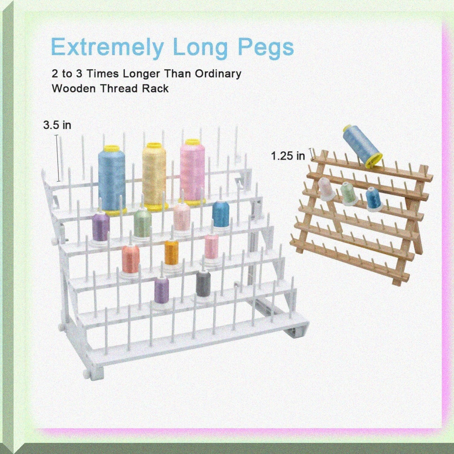 Wall-Mounted Thread Rack for 60 Spools or 30 Cones