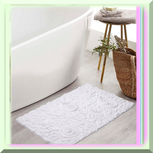 21"x34" Cotton Tufted Bath Rug White