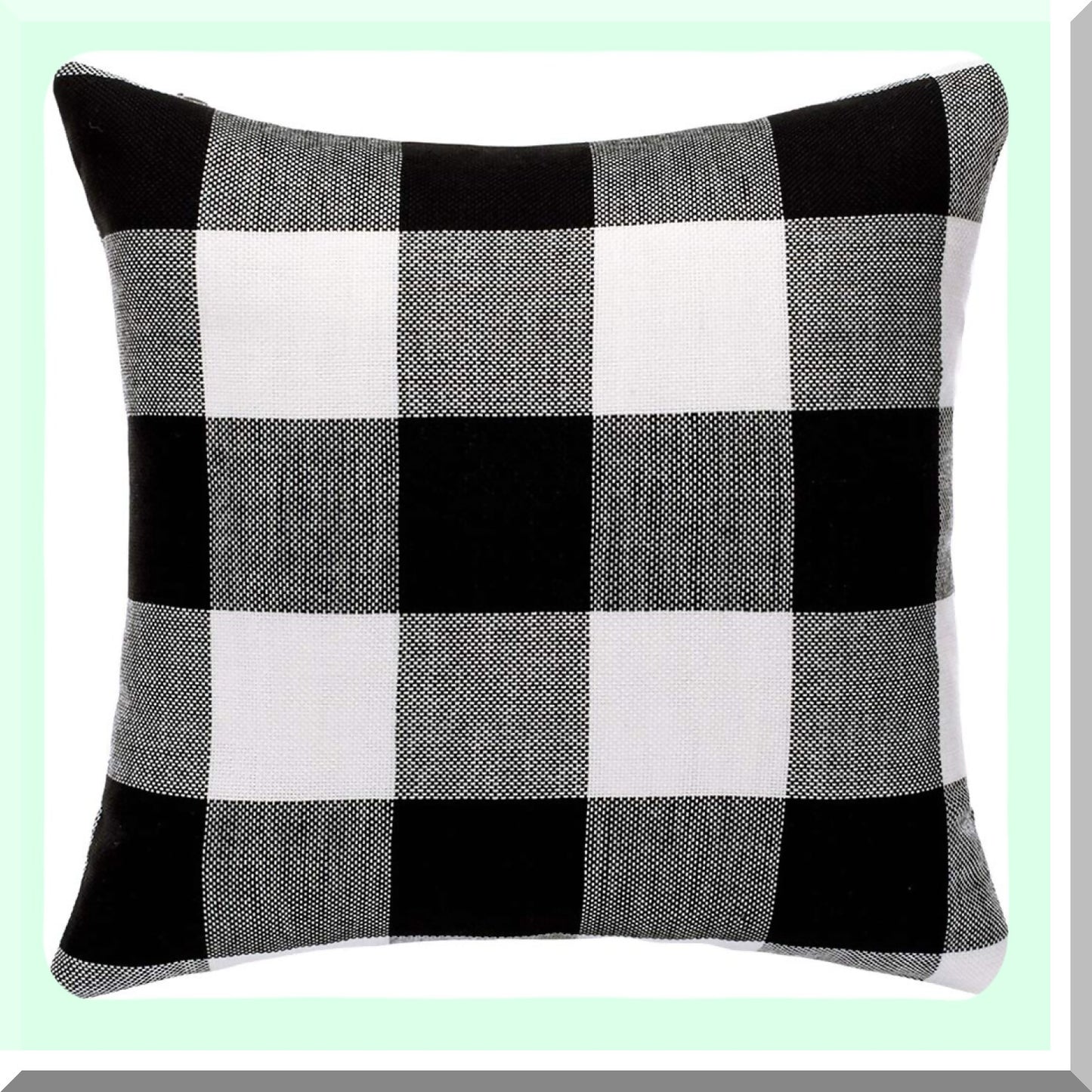 Buffalo Plaid Farmhouse Pillow Covers - Set of 2 | 20x20 Black & White Linen Cushion Covers for Fall Decor | Sofa, Couch, Outdoor Camping Accessories