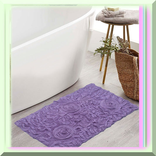 21"x34" Cotton Tufted Bath Rug Purple