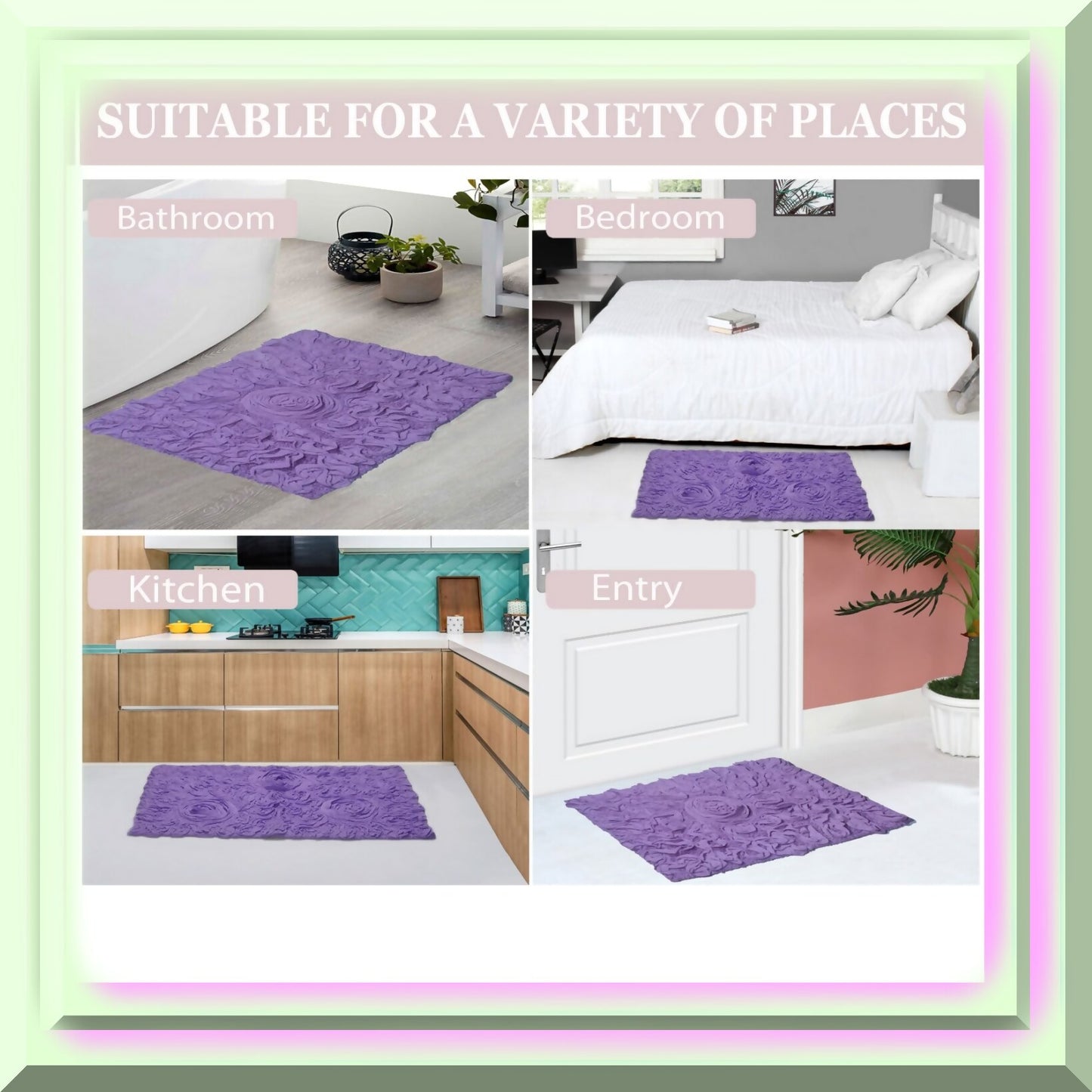 21"x34" Cotton Tufted Bath Rug Purple