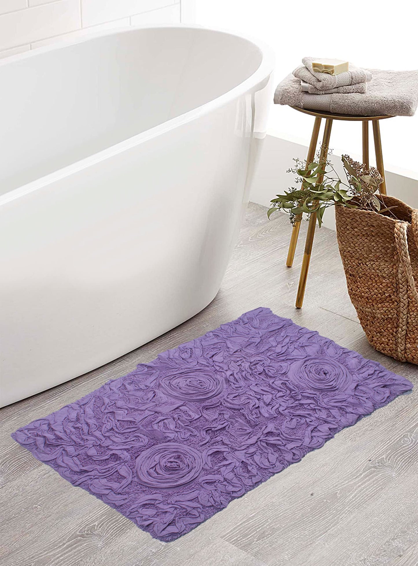 21"x34" Cotton Tufted Bath Rug Purple