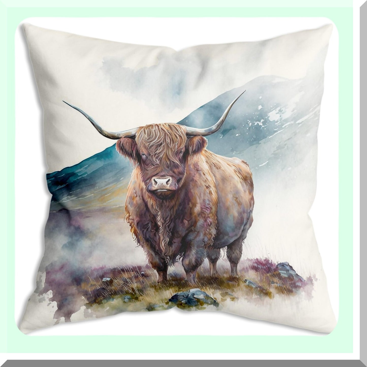 Tropical Bison Watercolor Jungle Soft Throw Pillow Cover - Exotic Cushion Decor for Sofa Couch Bed 18x18 Inch - Bison Lover Gift