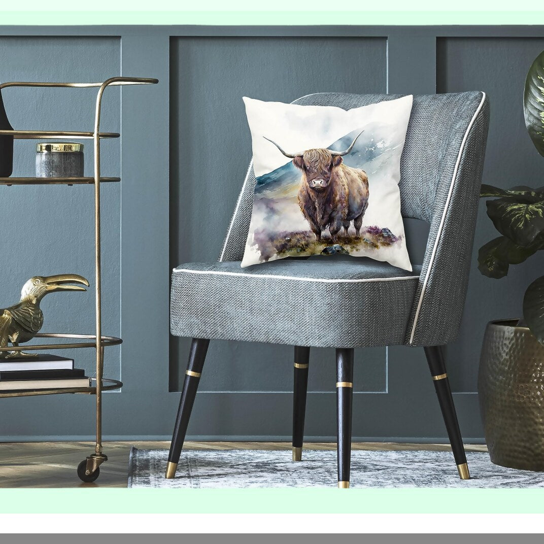 Tropical Bison Watercolor Jungle Soft Throw Pillow Cover - Exotic Cushion Decor for Sofa Couch Bed 18x18 Inch - Bison Lover Gift