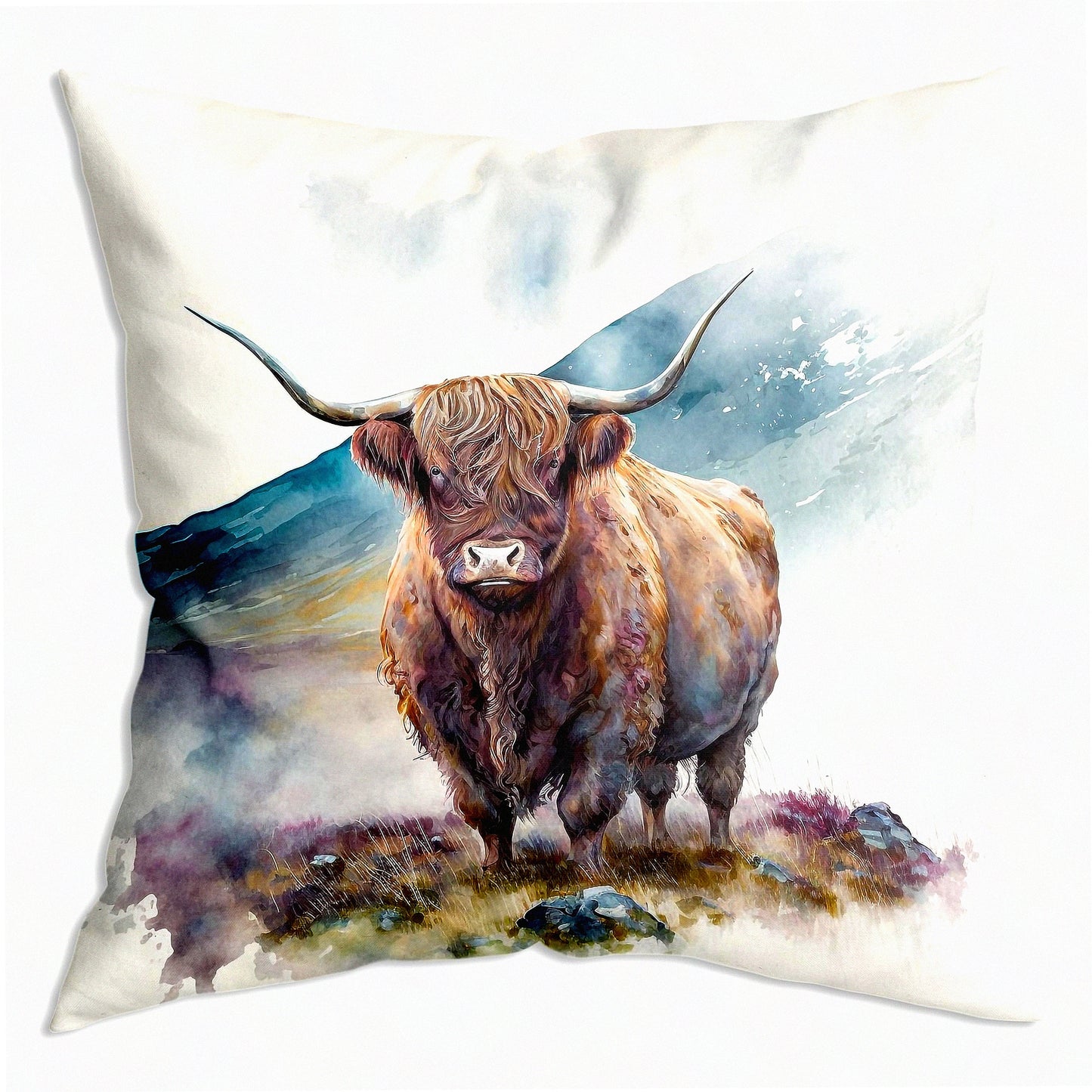 Tropical Bison Watercolor Jungle Soft Throw Pillow Cover - Exotic Cushion Decor for Sofa Couch Bed 18x18 Inch - Bison Lover Gift