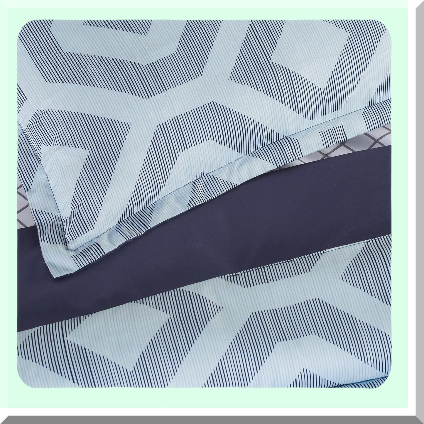 SkylerSoft Geometric 5-Piece Bed in A Bag Set - Complete Comforter Set with Sheets & Pillowcase - All Season Twin XL Bedding - Simply Clean Blue