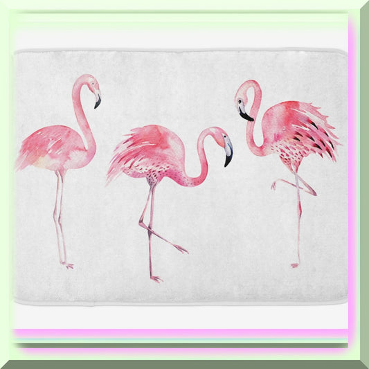 Pink Flamingo Bath Mat 30.2" x 20" Pale Pink White