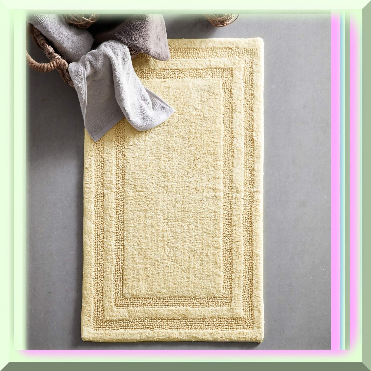 Bathroom Rugs Cotton Bath Mat 2 Piece Yellow