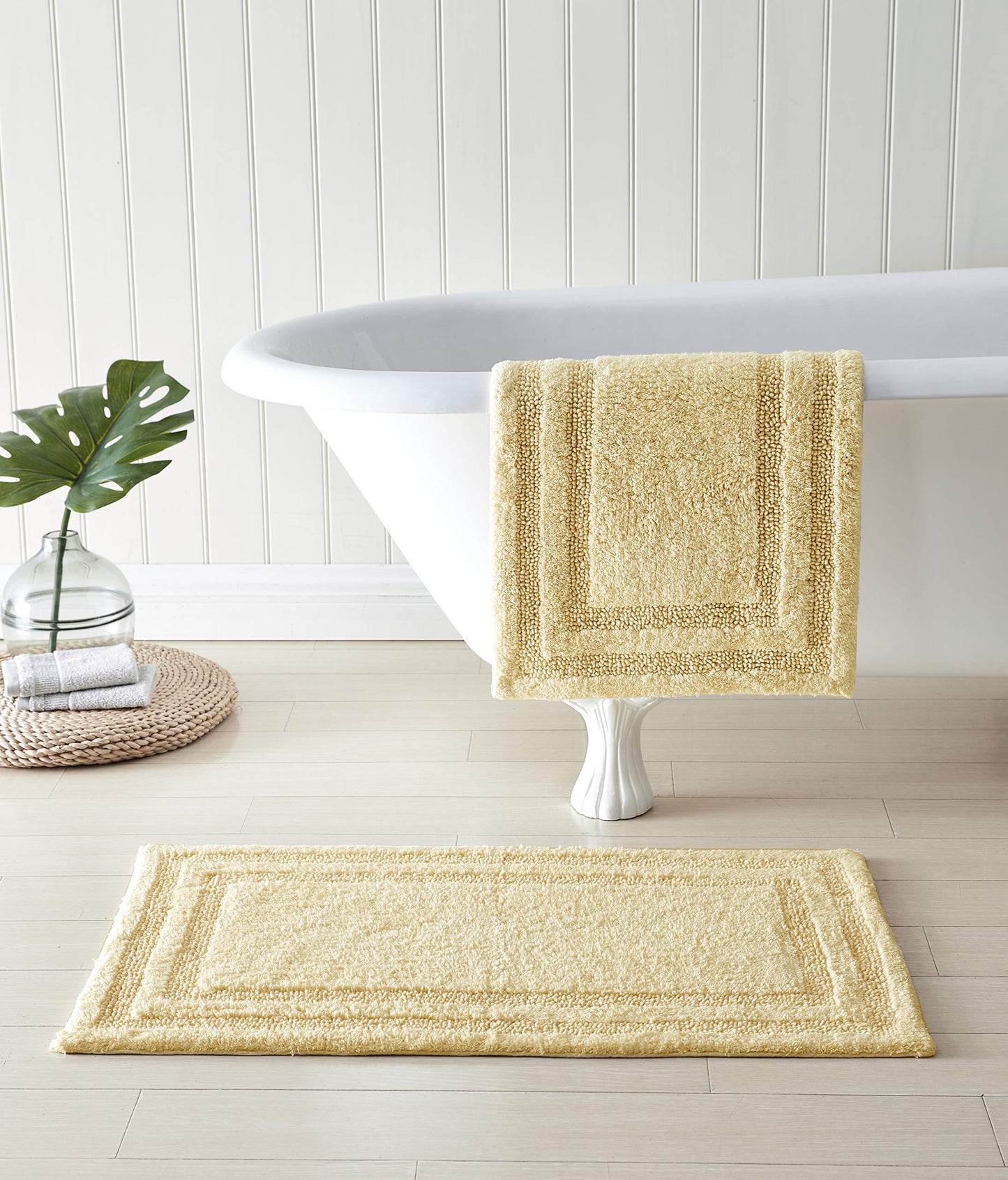 Bathroom Rugs Cotton Bath Mat 2 Piece Yellow