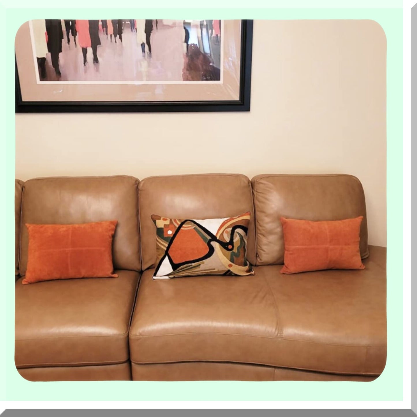 FlowBurnt Lumbar Pillowcase - Abstract Farmhouse Chair Cushion. Hand-Embroidered Wool Cover for Modern Outdoor Cushions. Size 14x20.