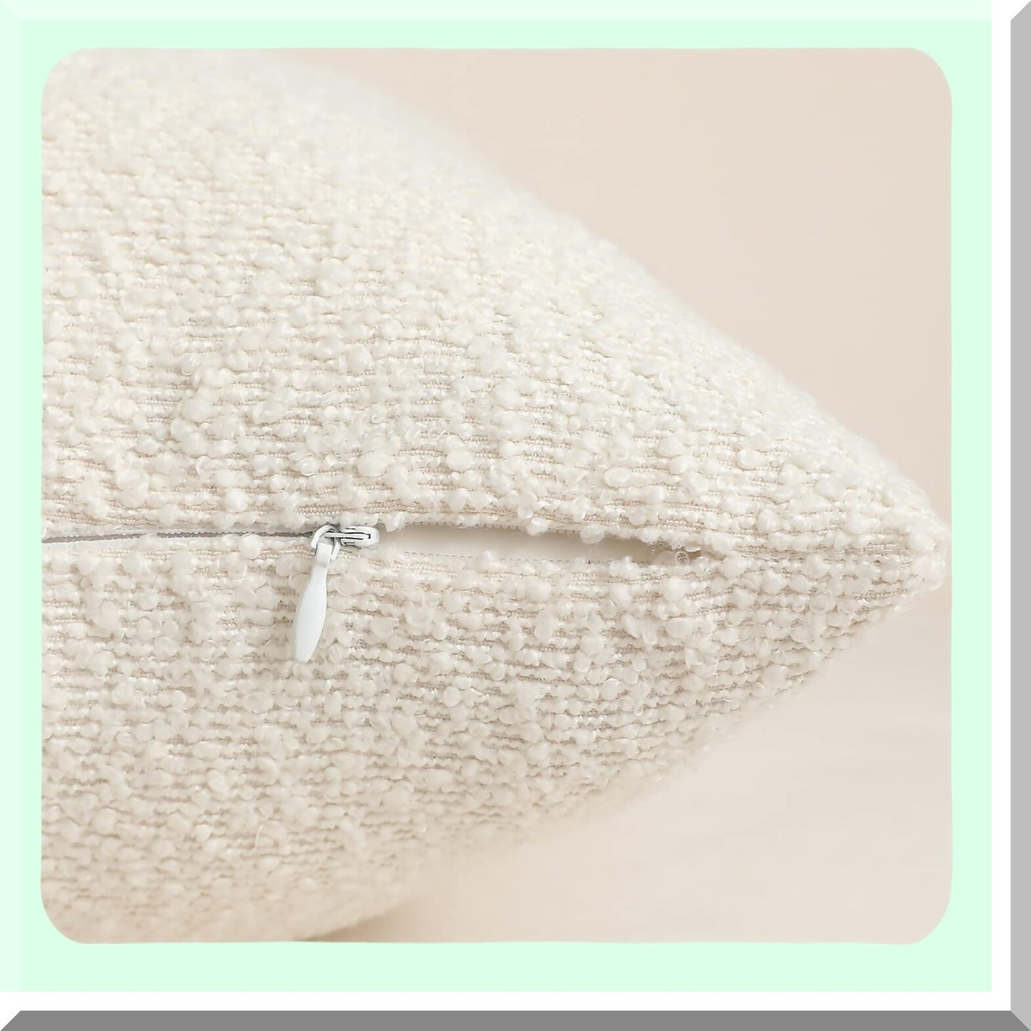 Luxury Ivory Boucle Lumbar Pillow Cover - Plush Sofa Cushion Case for Home Decor - Thick Textured Throw Pillow - 14x36 Inch - Set of 1