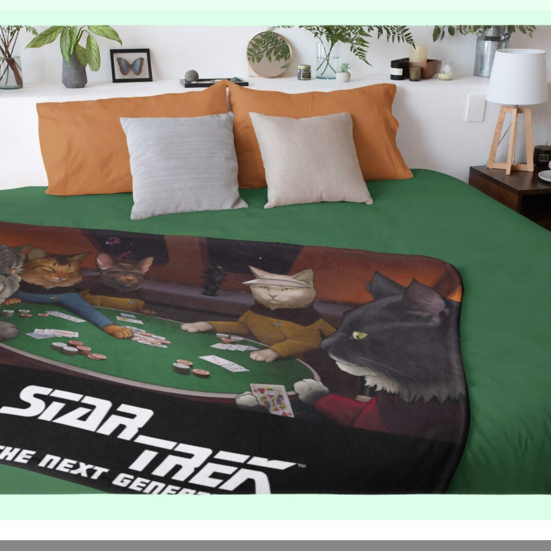 Star Trek TNG Cat Characters Fleece Throw Blanket - 60"x48" Cozy Plush"