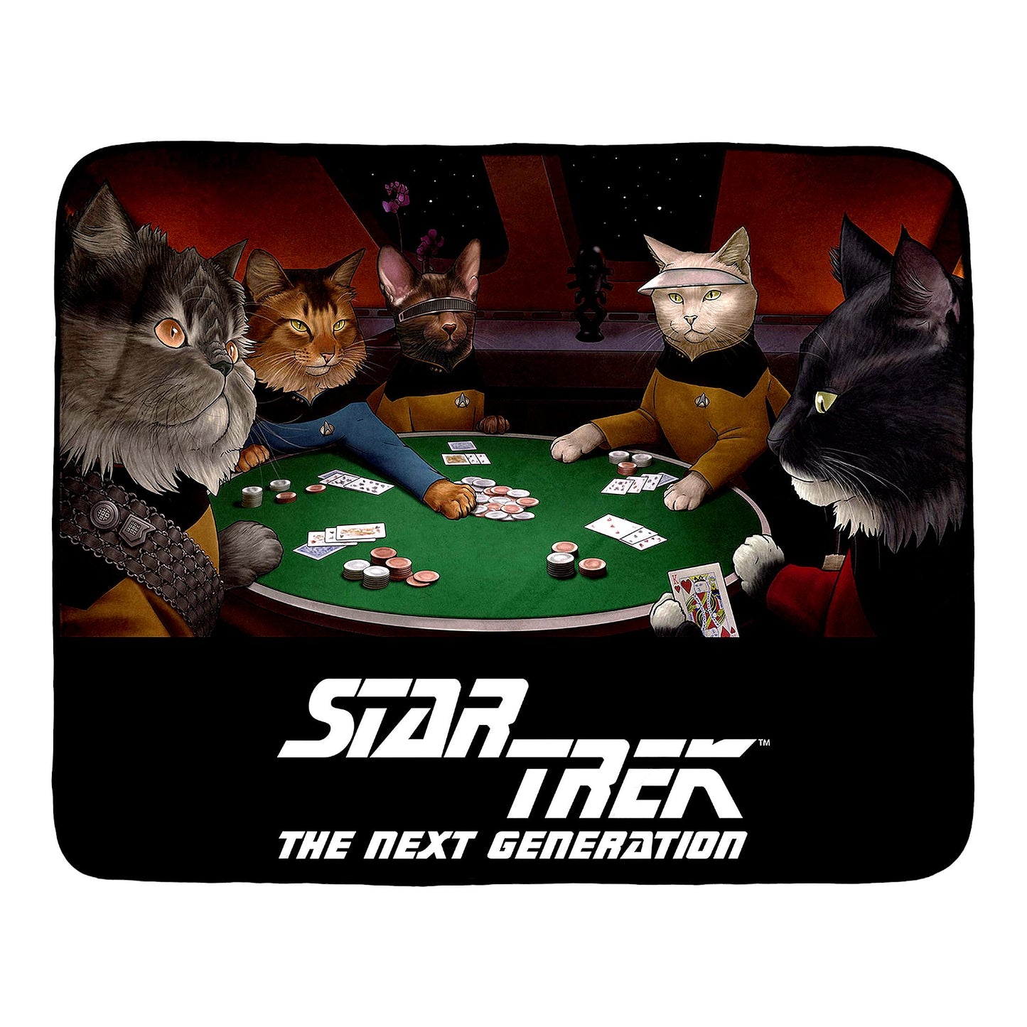 Star Trek TNG Cat Characters Fleece Throw Blanket - 60"x48" Cozy Plush"