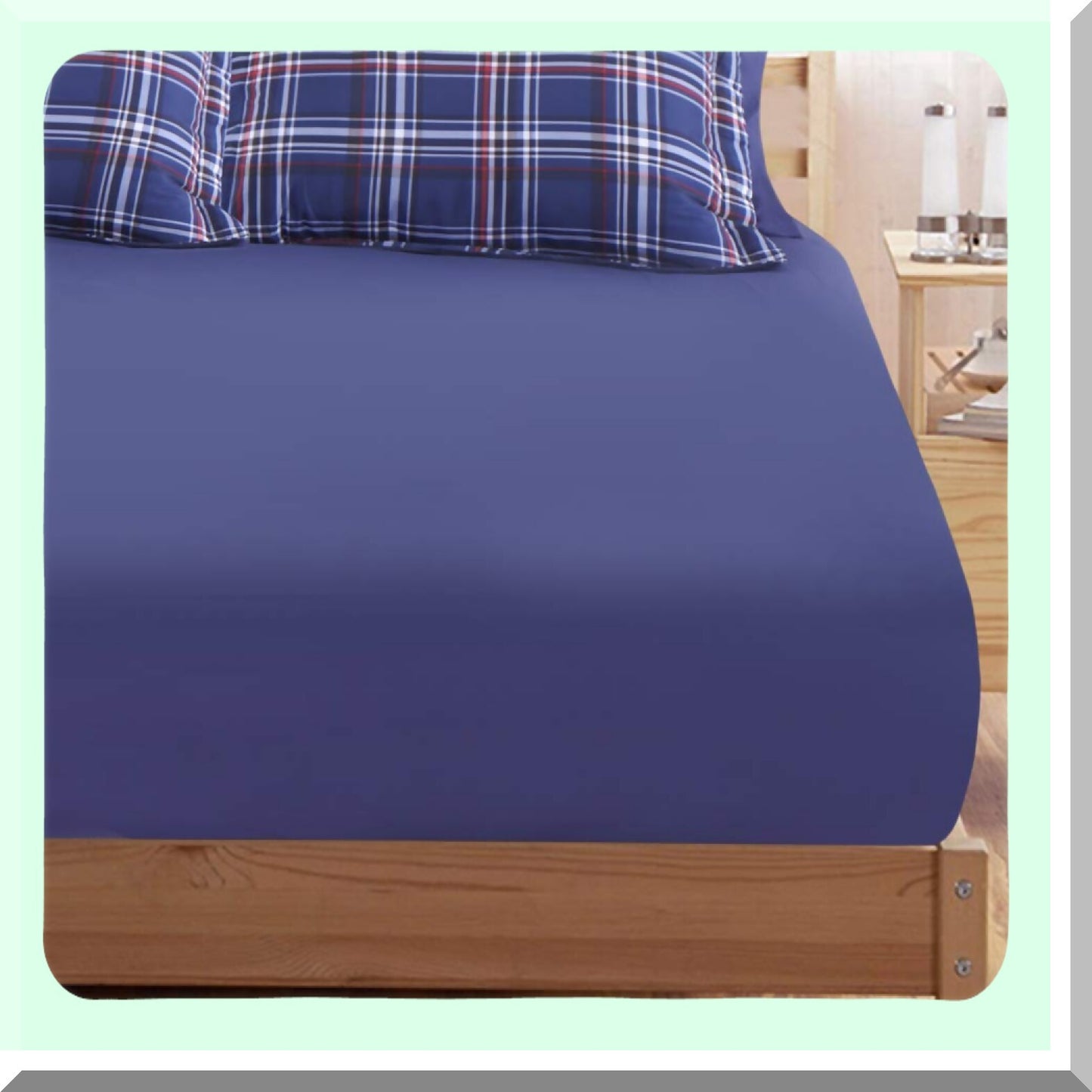 Blue Plaid Comforter Set - 7 Piece Bed in A Bag with Sheets, Brushed Microfiber Goose Down Alternative Bedding - Soft & Comfortable All Season Bed Set for Full/Queen Size - Queen Plaid Comforter Set