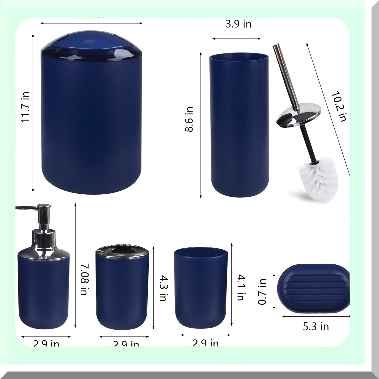 6-Piece Navy Bathroom Accessories Set