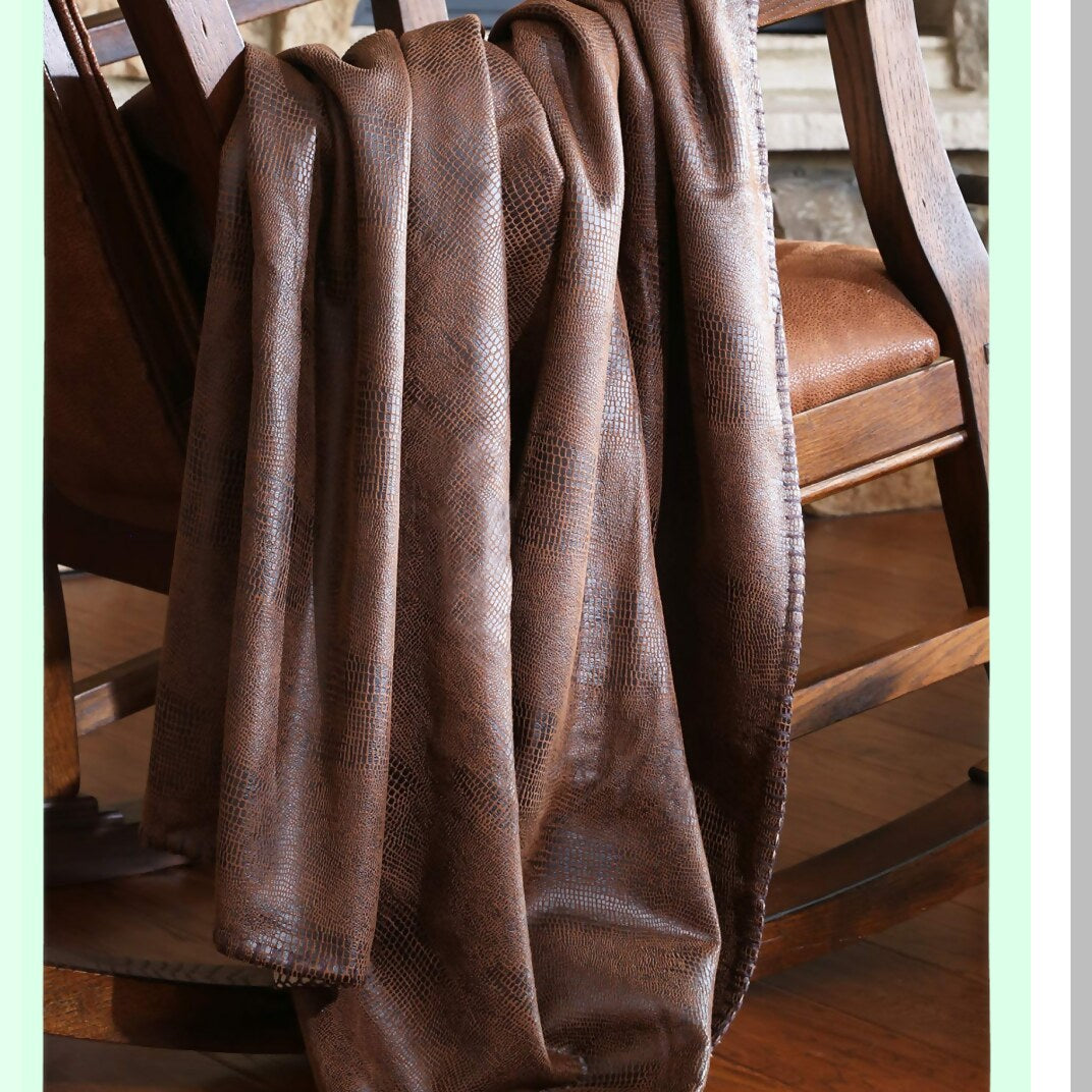 Wyoming Heritage Leather Throw Blanket - Luxurious Brown, One Size