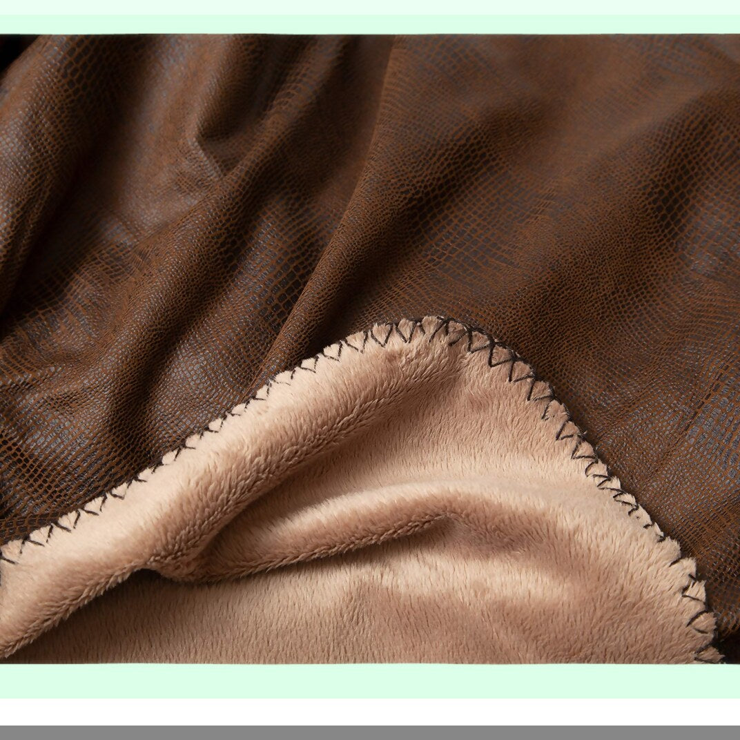 Wyoming Heritage Leather Throw Blanket - Luxurious Brown, One Size