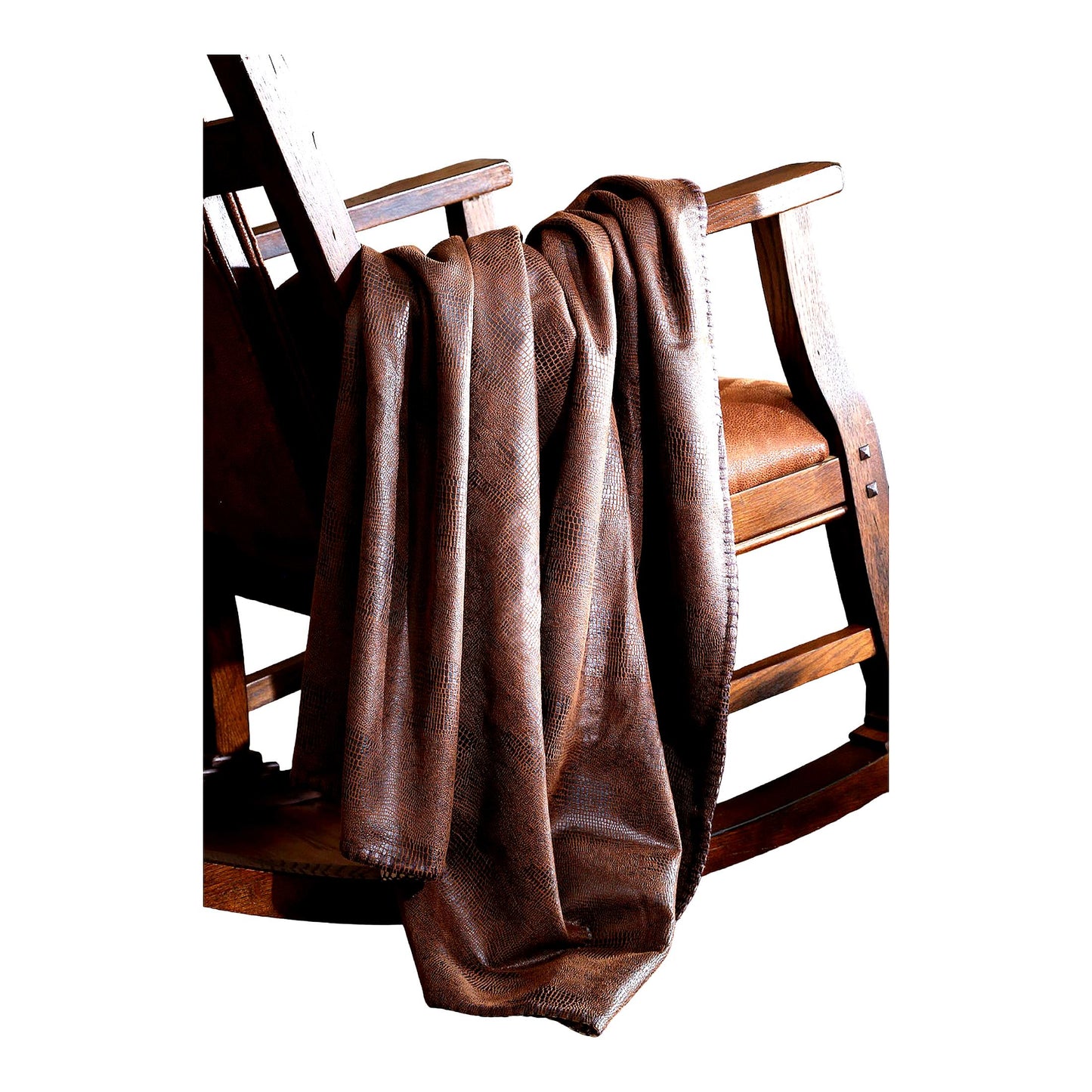 Wyoming Heritage Leather Throw Blanket - Luxurious Brown, One Size