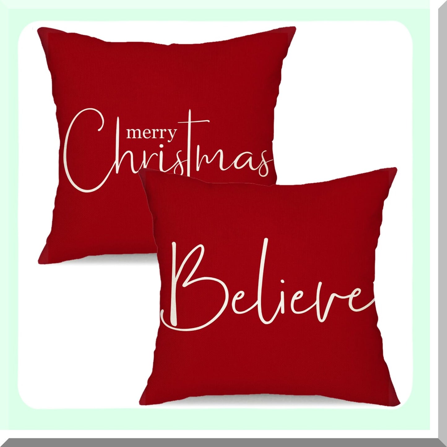 Winter Wonderland Pillow Covers - Set of 2 Festive Merry Decorations in Red Farmhouse Style for 18x18 Inch Pillows. Perfect Holiday Decor for Home Couch.