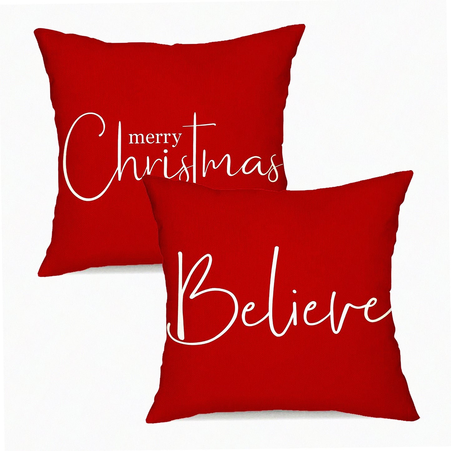 Winter Wonderland Pillow Covers - Set of 2 Festive Merry Decorations in Red Farmhouse Style for 18x18 Inch Pillows. Perfect Holiday Decor for Home Couch.