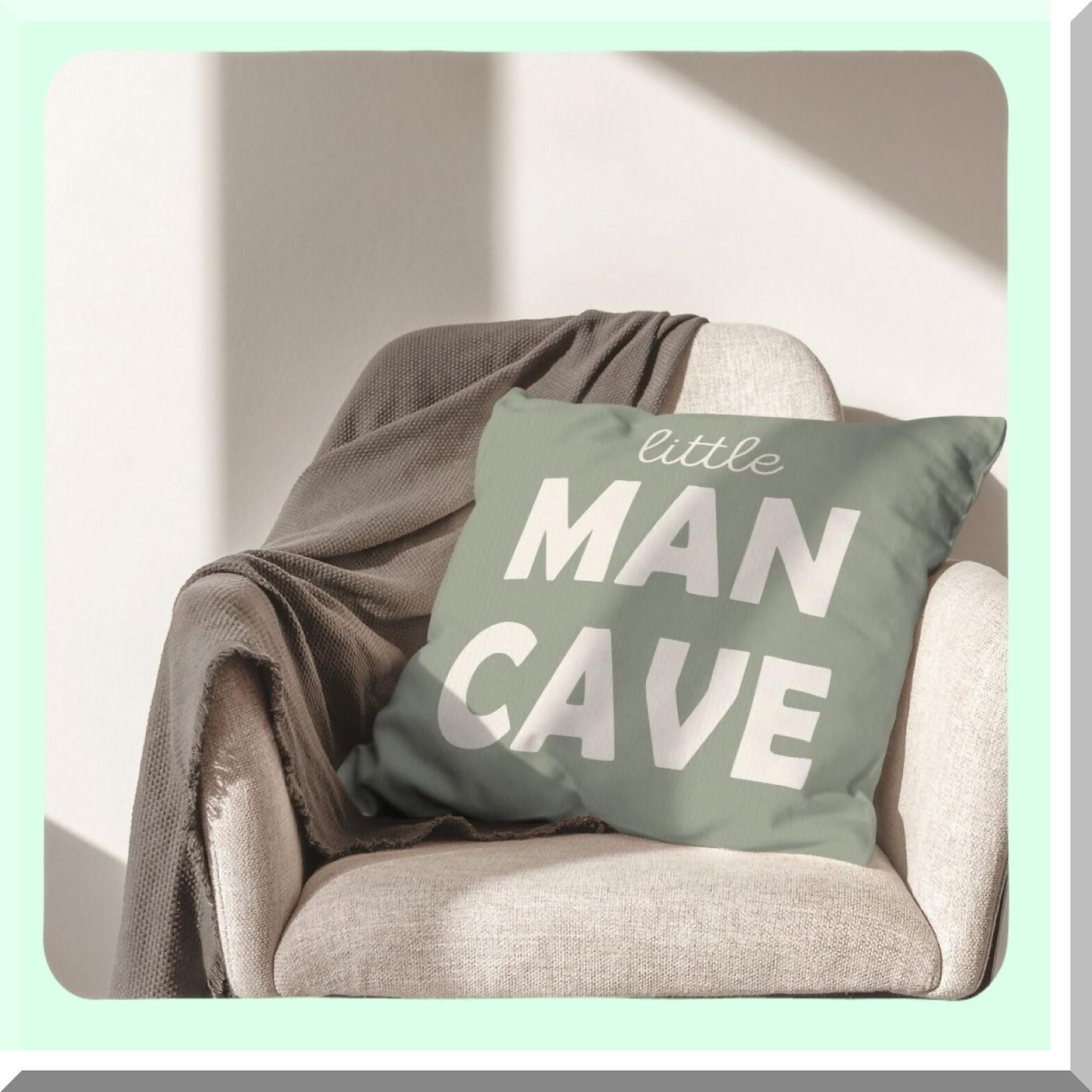 Peaceful Preppy Pillowcase - 18x18 Decorative Throw Cover for Toddler Boy Room, Little Man Cave & Boy Nursery. Ideal for Sofa, Bed, Teen Room & Dorm Decor.