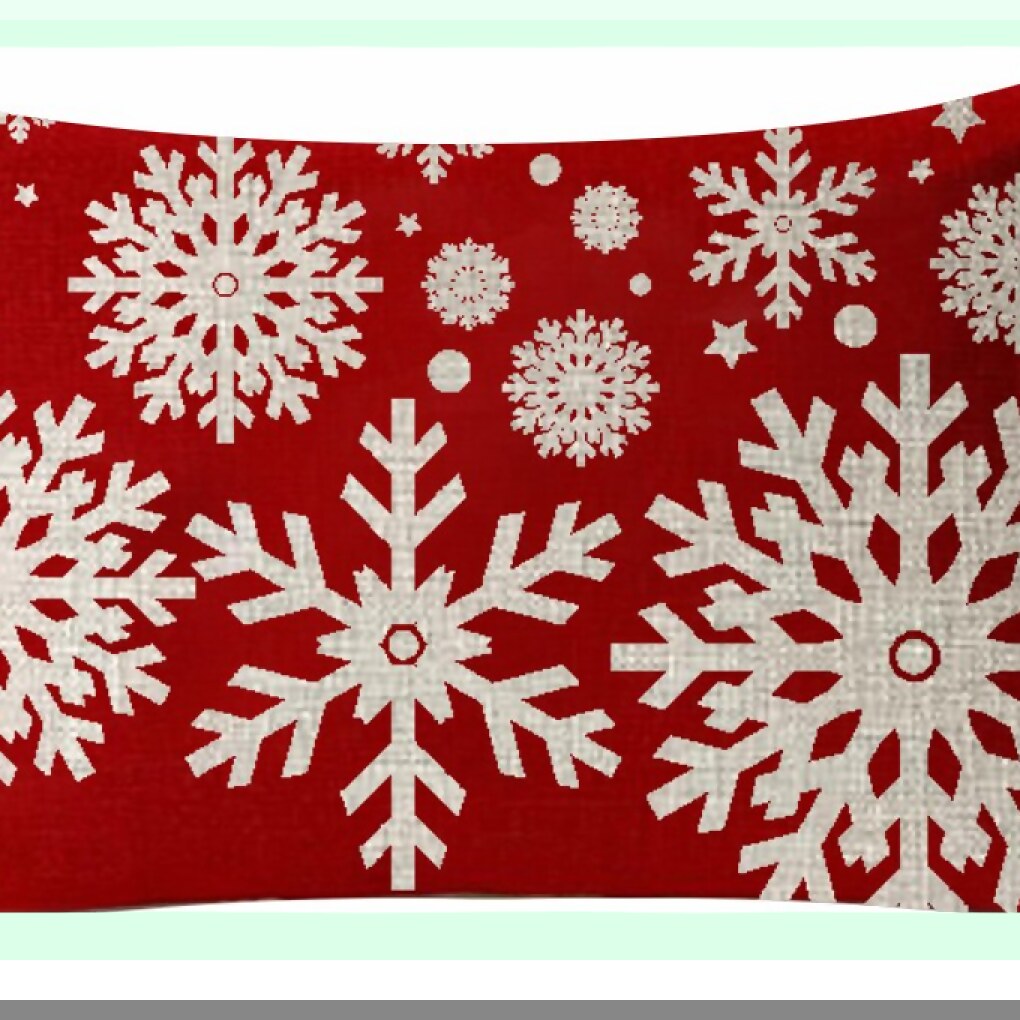 Winter Wonderland Snowflake Red Linen Throw Pillow Cover - Festive Holiday Decor for Home & Office - 12x20 Inches - Merry & Beautiful Accent