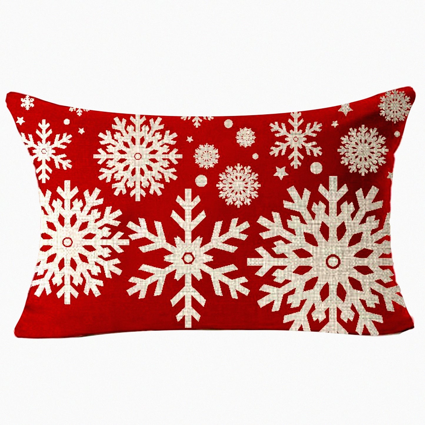 Winter Wonderland Snowflake Red Linen Throw Pillow Cover - Festive Holiday Decor for Home & Office - 12x20 Inches - Merry & Beautiful Accent