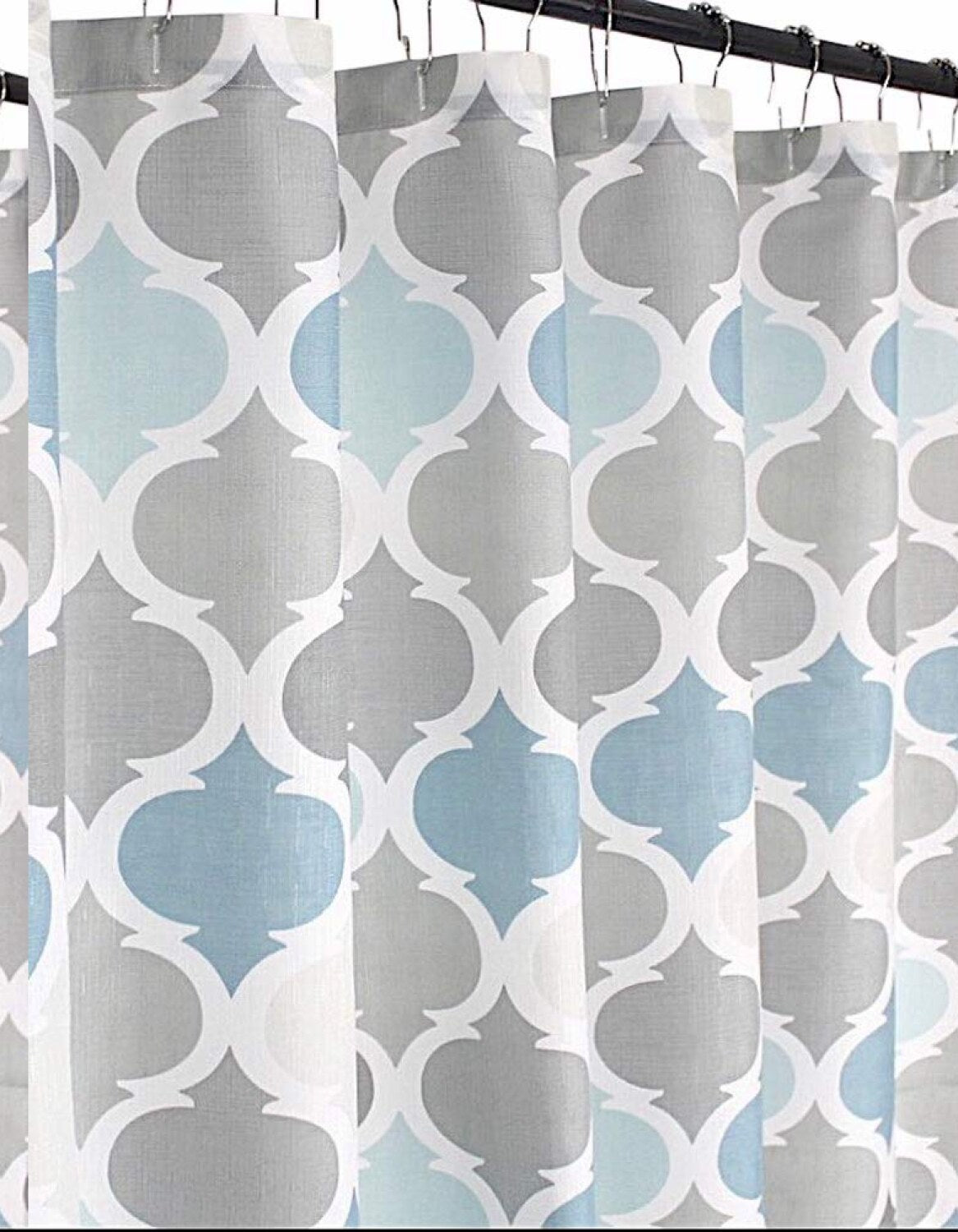Universal Fabric Shower Curtain in Blue and Grey