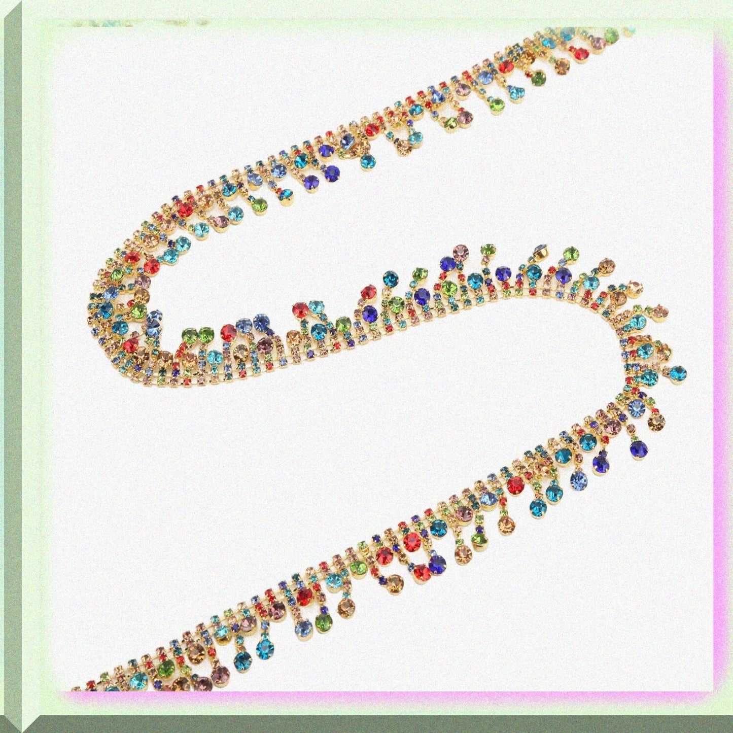 1 Yard Rhinestone Tel Chain Trim Beaded Embellishment