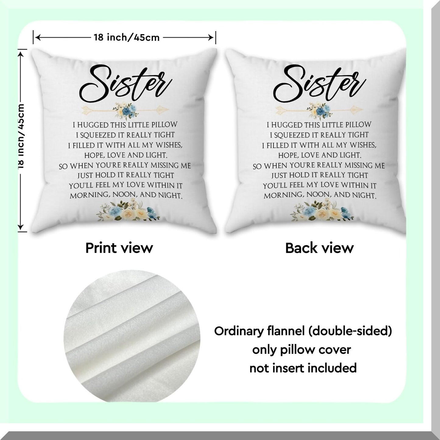 Floral Motivational Quote Pillowcase - Inspire Home Decor - Double Sided Cushion Cover - Sofa Couch Bed Armchair Gift - 18x18" Square Throw Pillow