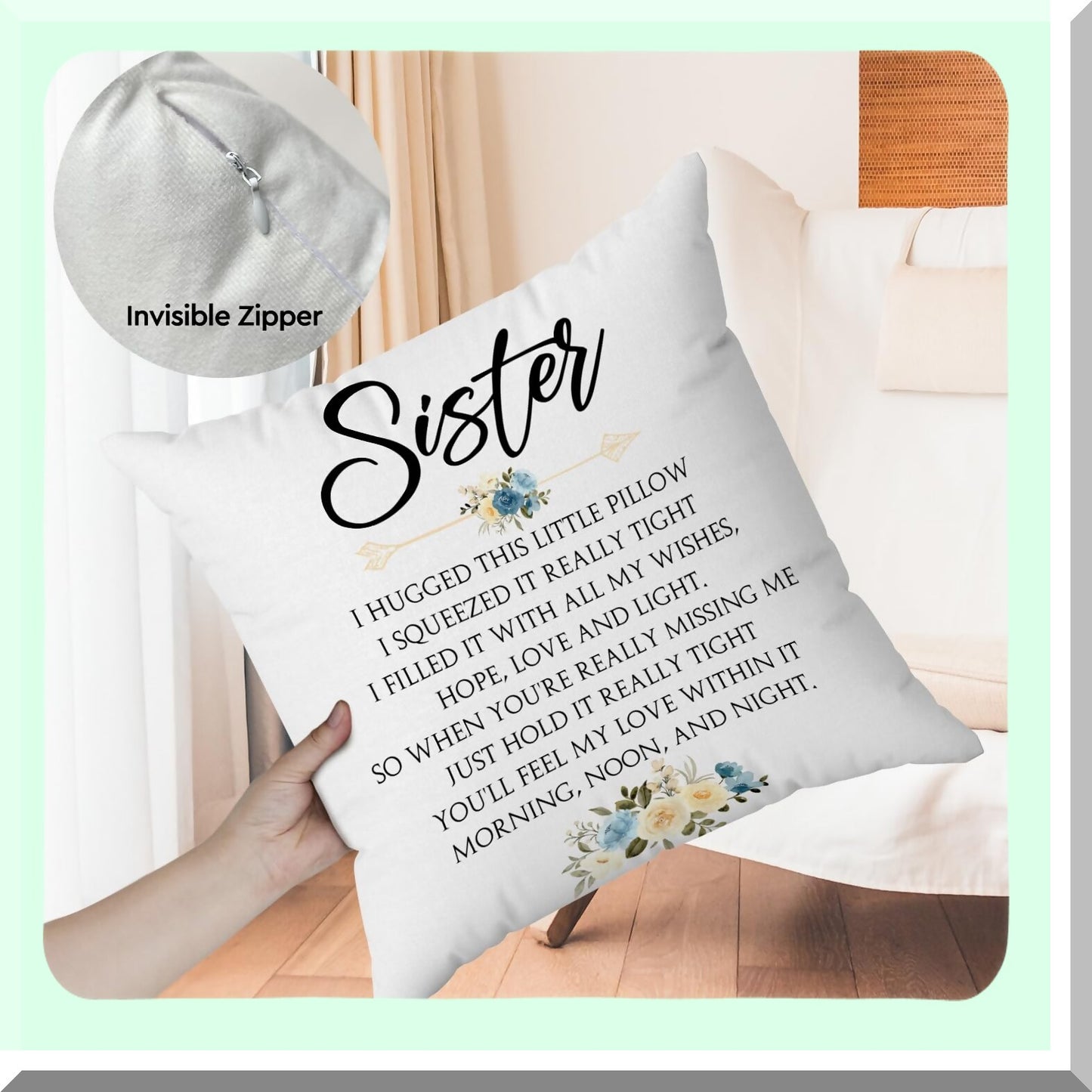 Floral Motivational Quote Pillowcase - Inspire Home Decor - Double Sided Cushion Cover - Sofa Couch Bed Armchair Gift - 18x18" Square Throw Pillow