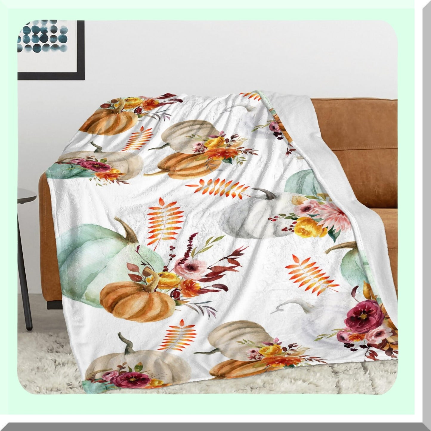 Autumn Harvest Cozy Fleece Blanket - Soft, Warm, and Lightweight Fall Decor with Watercolor Pumpkins for Bed, Couch, or Sofa - Perfect for Thanksgiving 40" x 50"