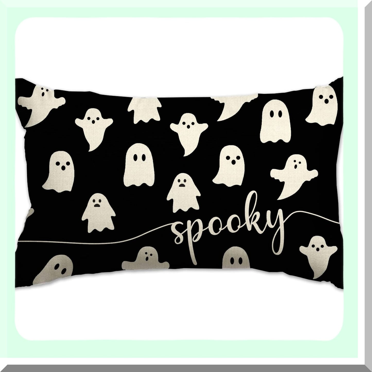 Spooky Ghost Lumbar Pillow Cover - 12x20 Outdoor Decorative Sofa Cushion Case for Home Decorations - Halloween Theme Pillow Case