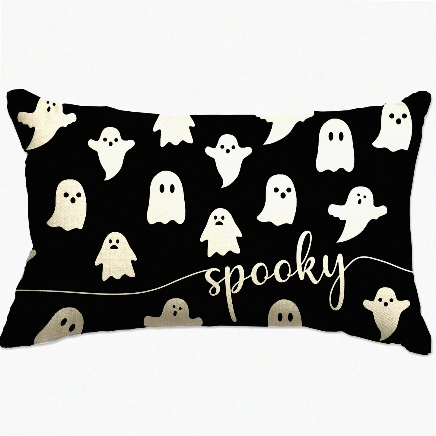 Spooky Ghost Lumbar Pillow Cover - 12x20 Outdoor Decorative Sofa Cushion Case for Home Decorations - Halloween Theme Pillow Case