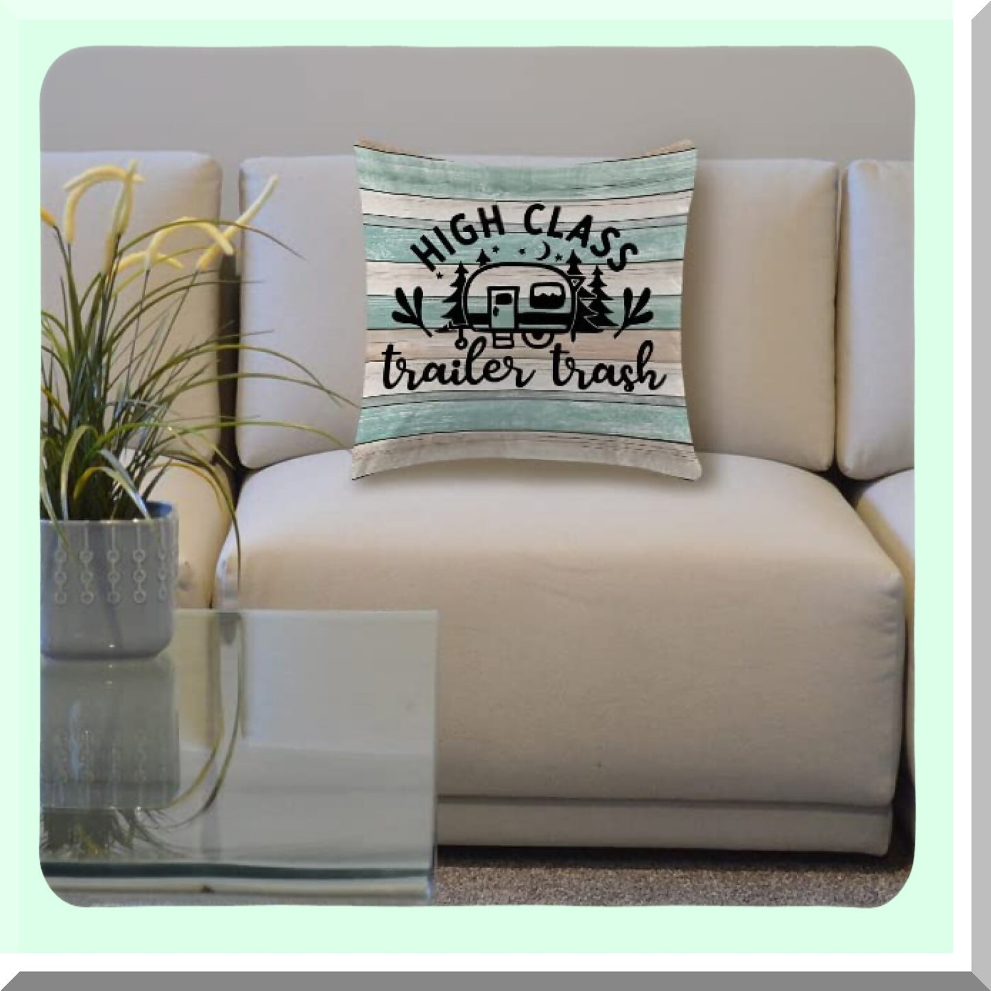 Camping Chic Pillow Covers - 18x18 Inch Trailer Trash Camper Cushion Cases for Sofa, Bedroom, Car, RV - Soft Decorative Pillowcase - Campers Love Gift