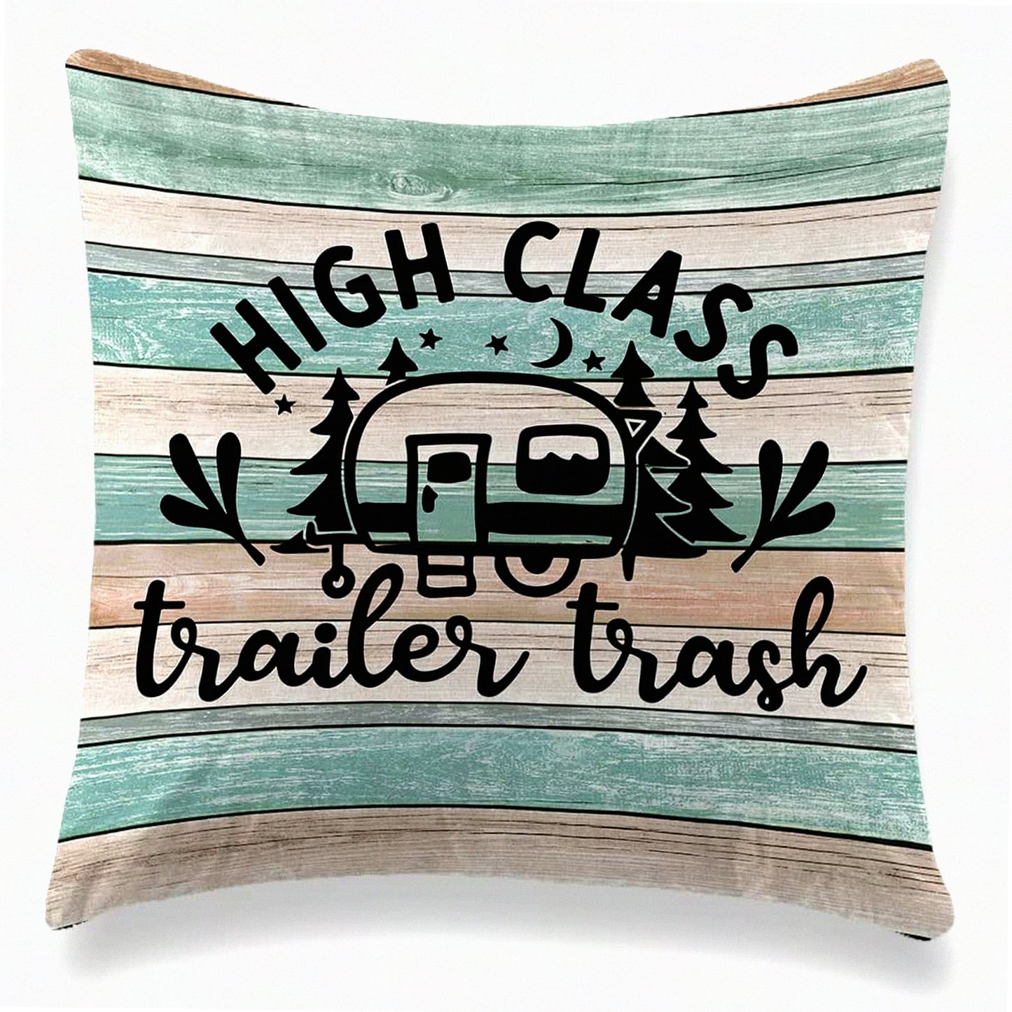 Camping Chic Pillow Covers - 18x18 Inch Trailer Trash Camper Cushion Cases for Sofa, Bedroom, Car, RV - Soft Decorative Pillowcase - Campers Love Gift