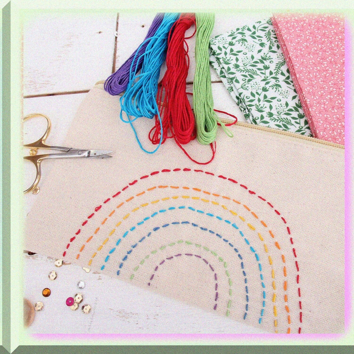 White Canvas Zipper Pencil and Makeup Pouch 7" x 9.25"
