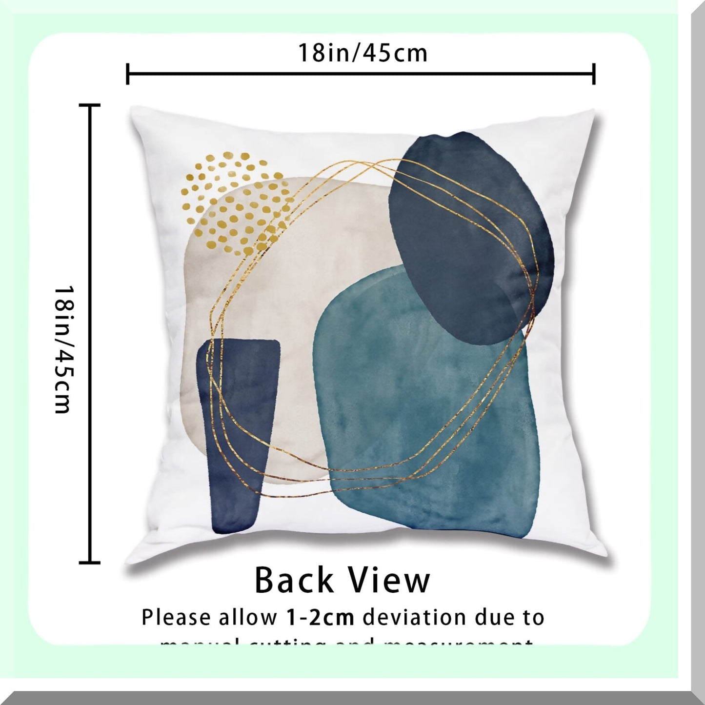 Abstract Geo Chic Pillow Covers Set - Navy Blue Grey Teal 18x18 - Mid Century Modern Boho Cushion Cases for Couch Sofa - Pack of 2
