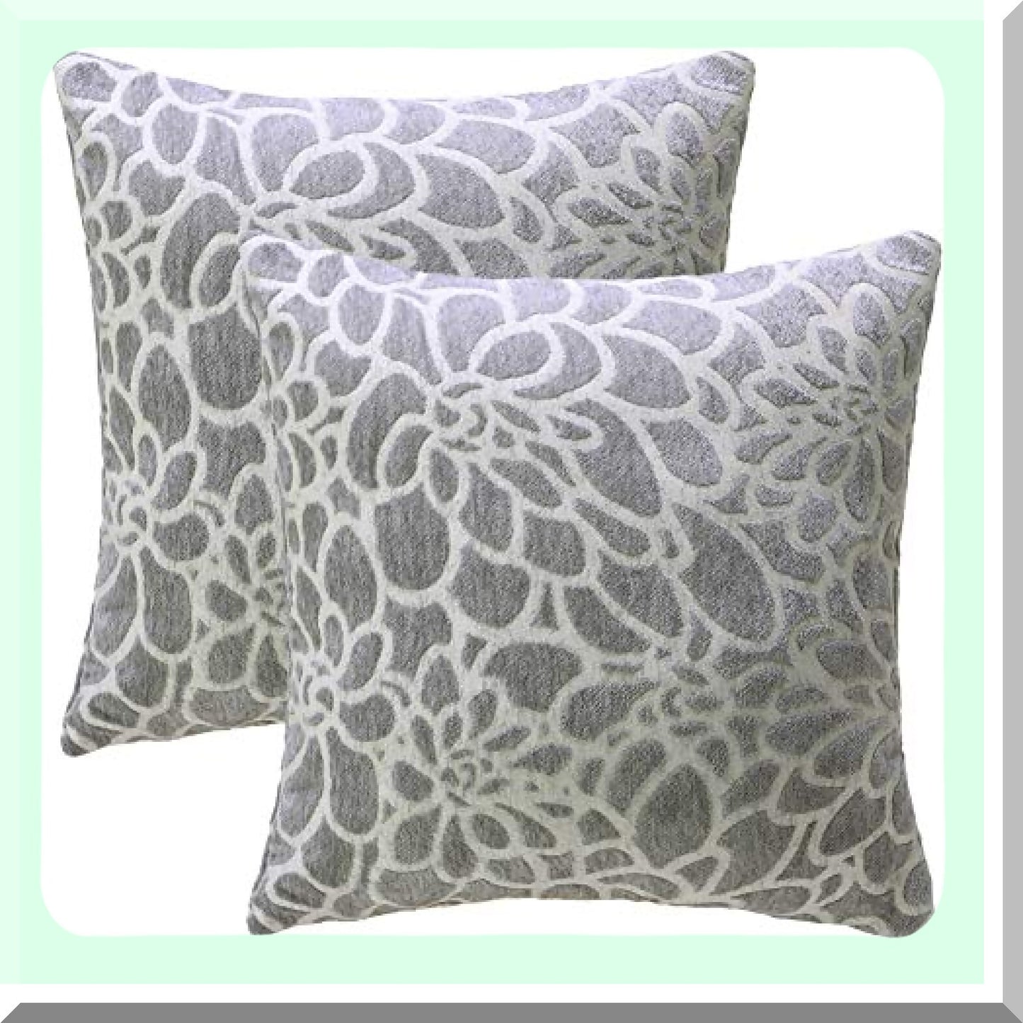 Embroidered Farmhouse Pillowcase Set - Gray Decorative Cushion Covers for Couch Sofa Bed - 20x20 Inch Throw Pillow Covers - Living Room Decor - 2pcs