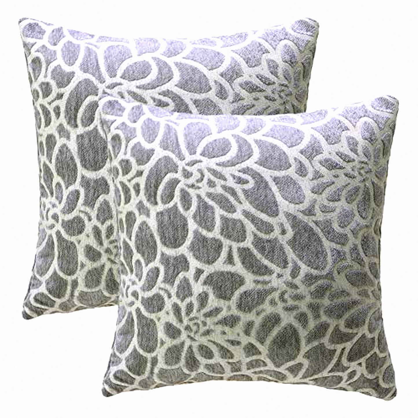 Embroidered Farmhouse Pillowcase Set - Gray Decorative Cushion Covers for Couch Sofa Bed - 20x20 Inch Throw Pillow Covers - Living Room Decor - 2pcs