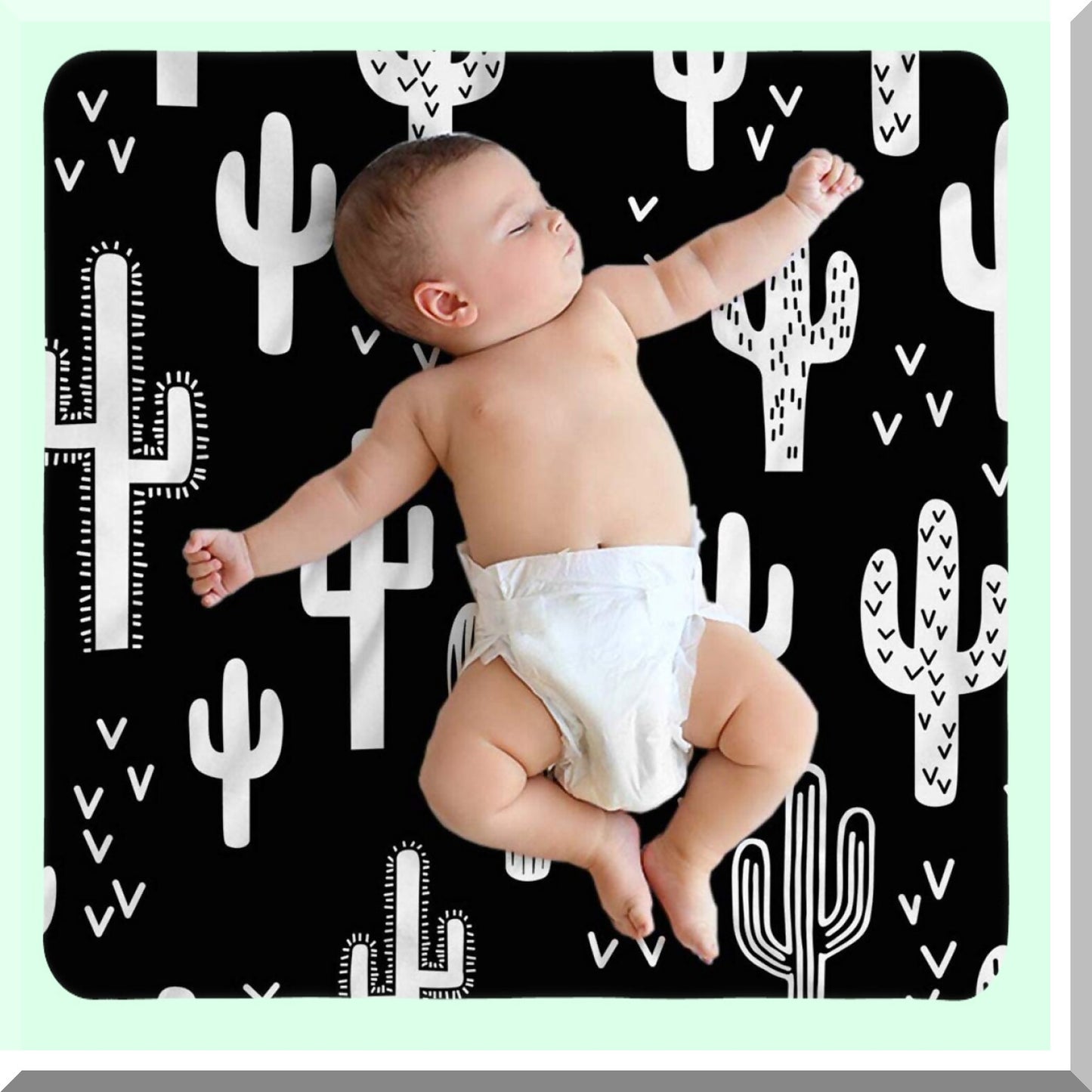 Western Cactus Cozy Flannel Throw Blanket - Soft, Warm, and Decorative Black & White Plush for Bedding, Sofa, or Couch - 60x80 Inch