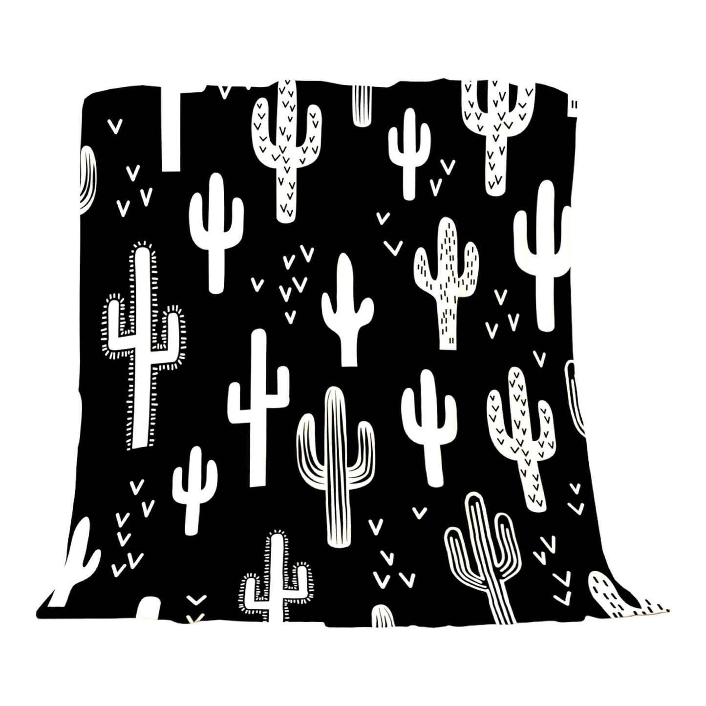 Western Cactus Cozy Flannel Throw Blanket - Soft, Warm, and Decorative Black & White Plush for Bedding, Sofa, or Couch - 60x80 Inch