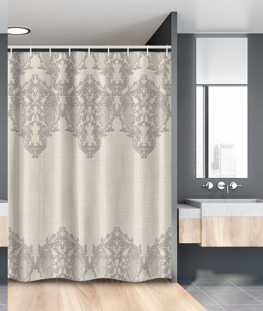Taupe Shower Curtain 54x78 with Lace Borders
