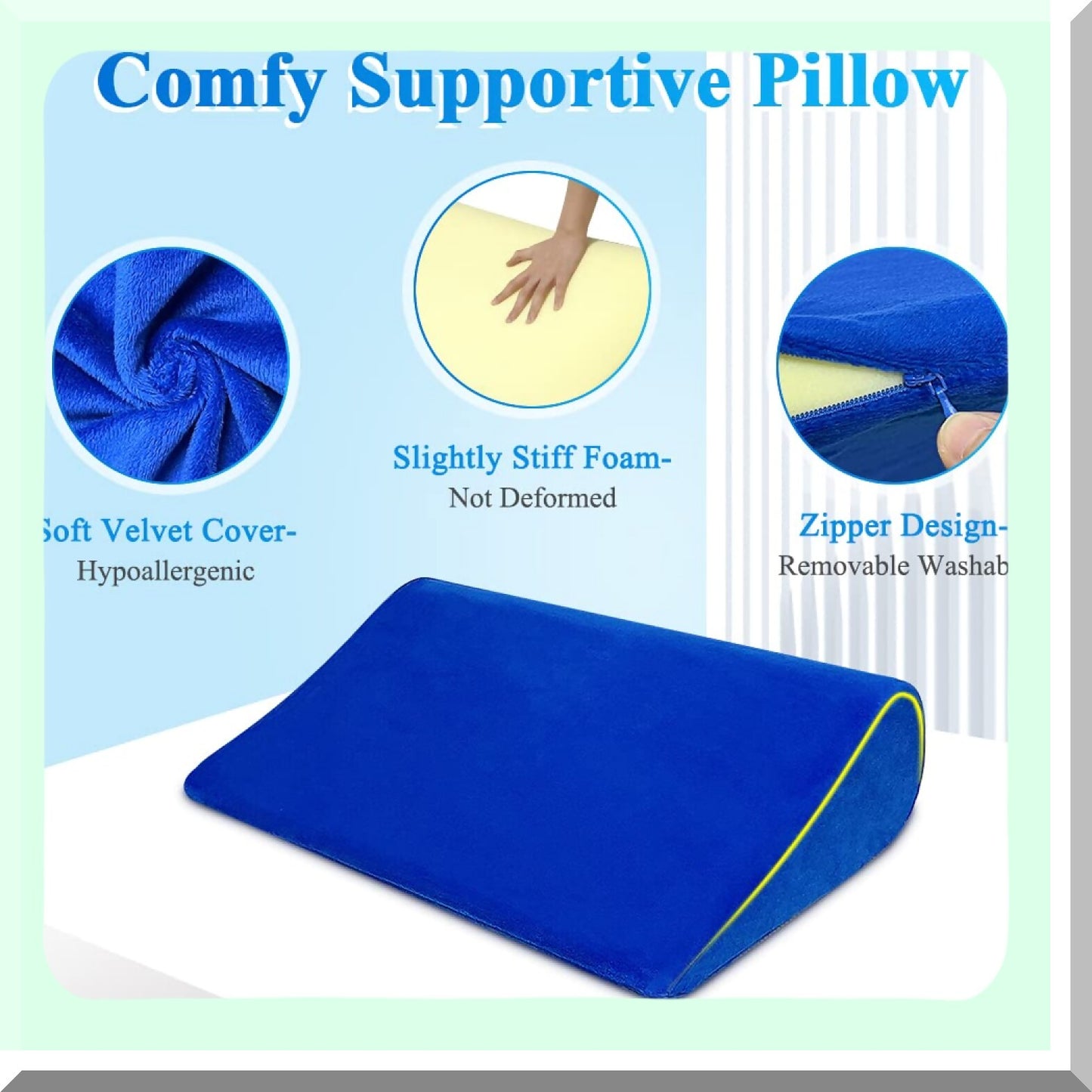 RecoveryRest Wedge Pillow - Foam Acid Reflux Bed Support for Side Sleeping, Incline Positioning, Back & Leg Elevation, Snoring Relief - 24.4x14.6x5.9"