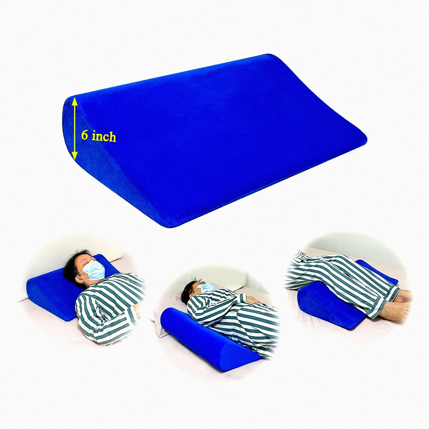 RecoveryRest Wedge Pillow - Foam Acid Reflux Bed Support for Side Sleeping, Incline Positioning, Back & Leg Elevation, Snoring Relief - 24.4x14.6x5.9"