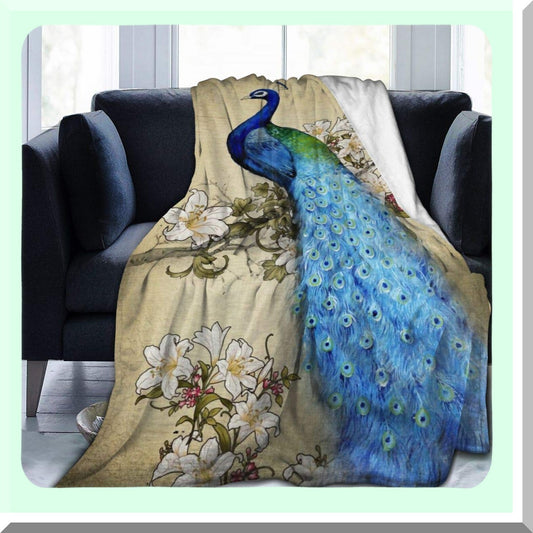 UltraSoft Peacock Fleece Throw - Cozy All-Season Decorative Blanket for Home, Couch, Bed, Chair, Travel (60x50in)
