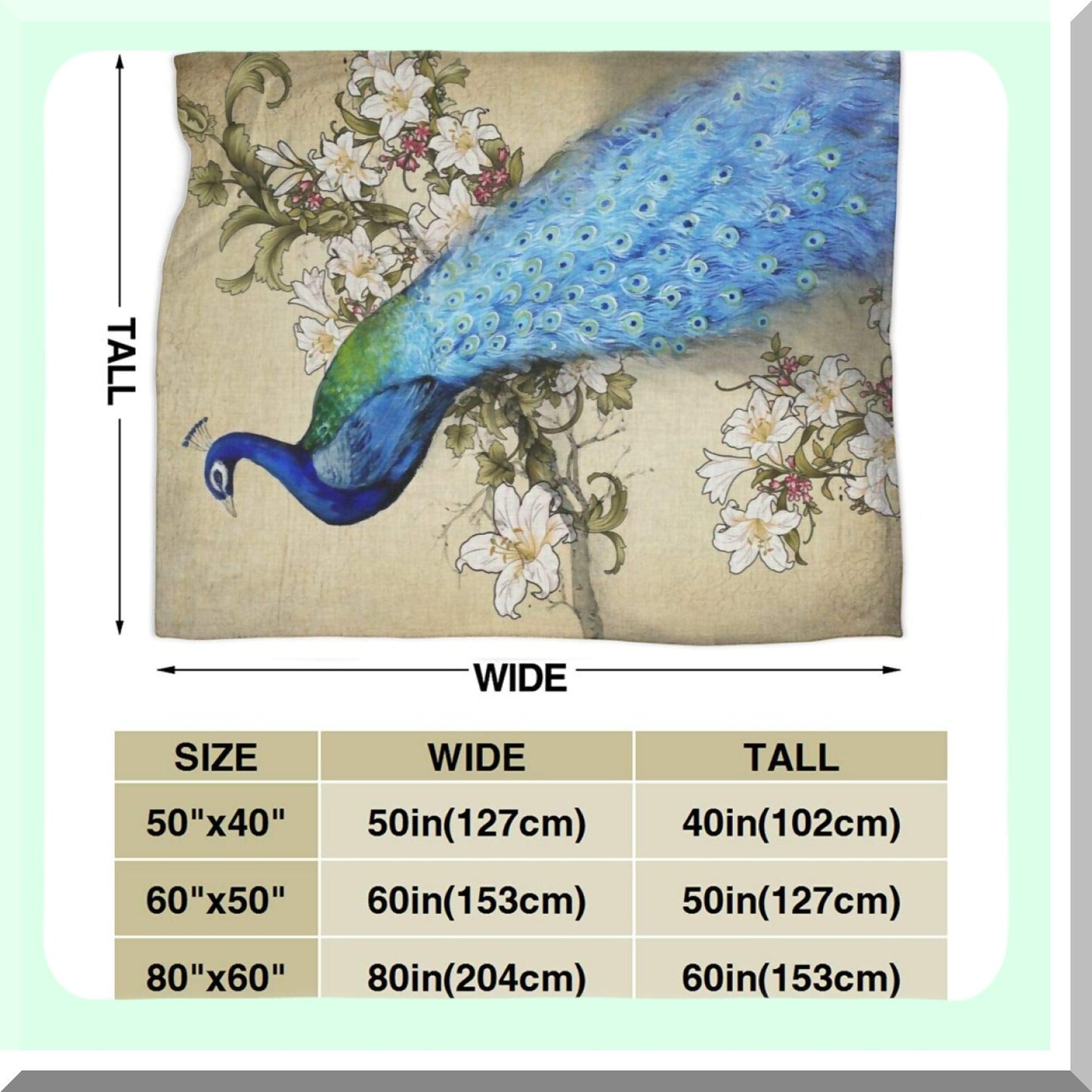 UltraSoft Peacock Fleece Throw - Cozy All-Season Decorative Blanket for Home, Couch, Bed, Chair, Travel (60x50in)